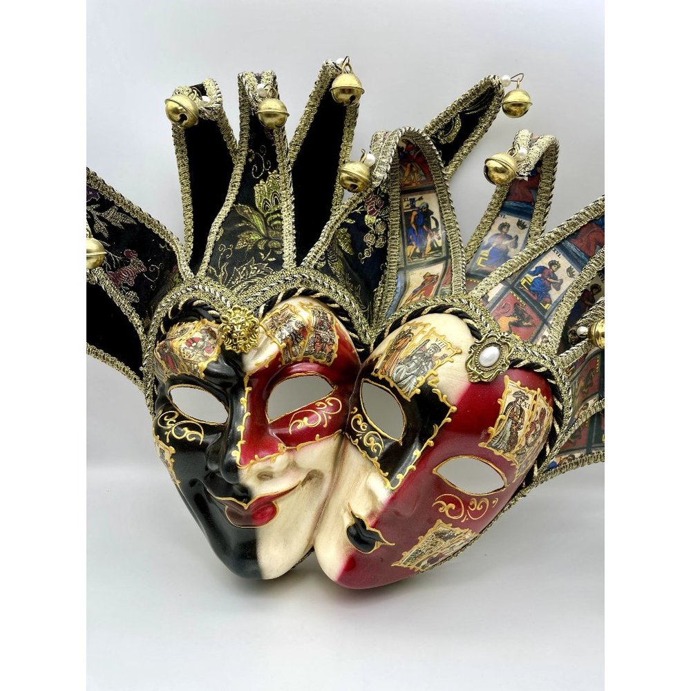 VTG Authentic hand made in Italy Venetian carnival jester dual wall mask